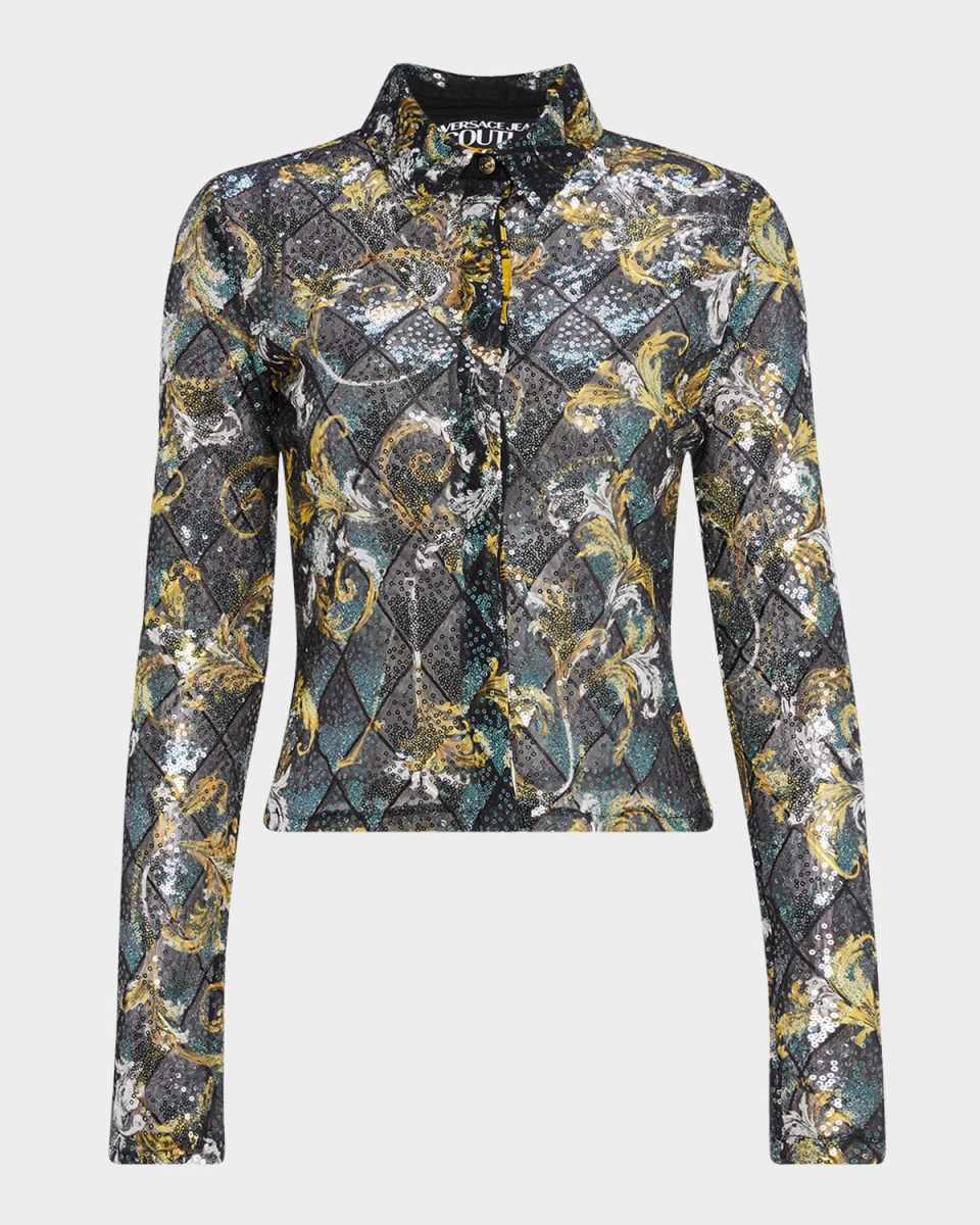 Sequined Long-Sleeve Shirt